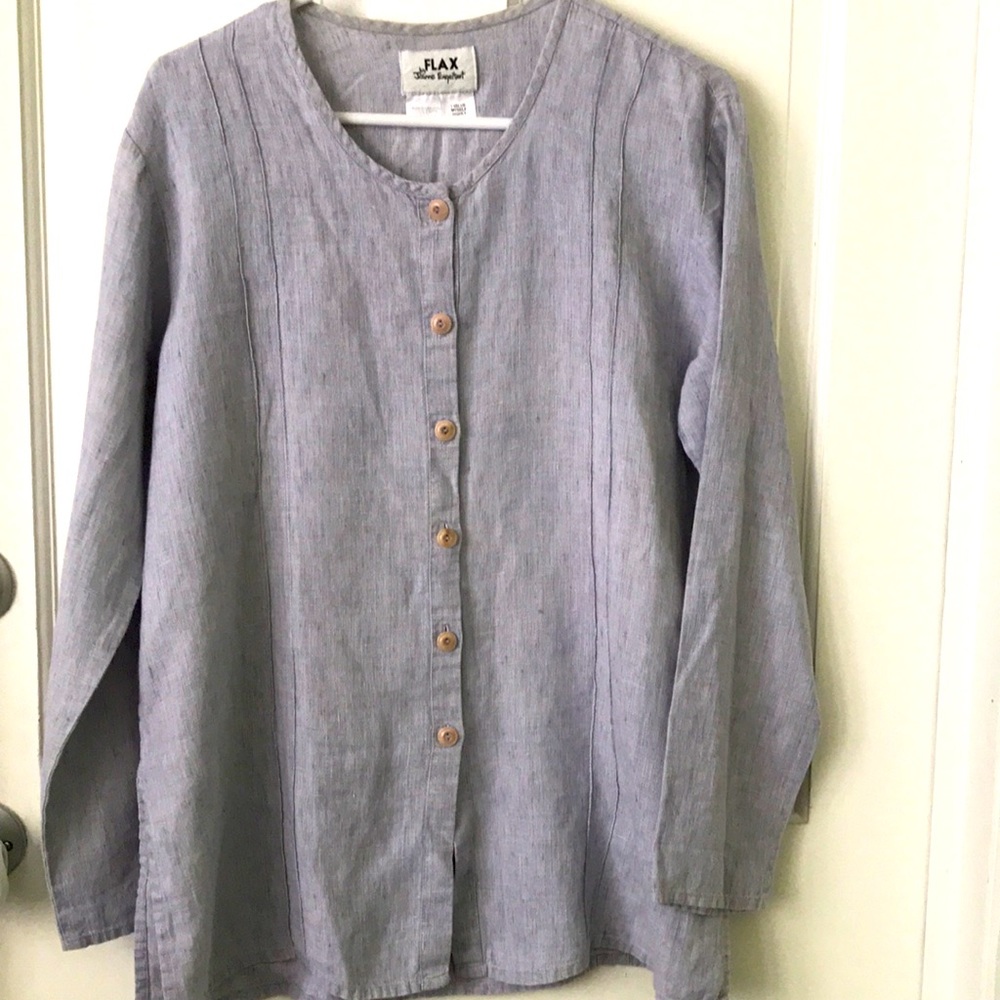 Flax linen top blue/grey